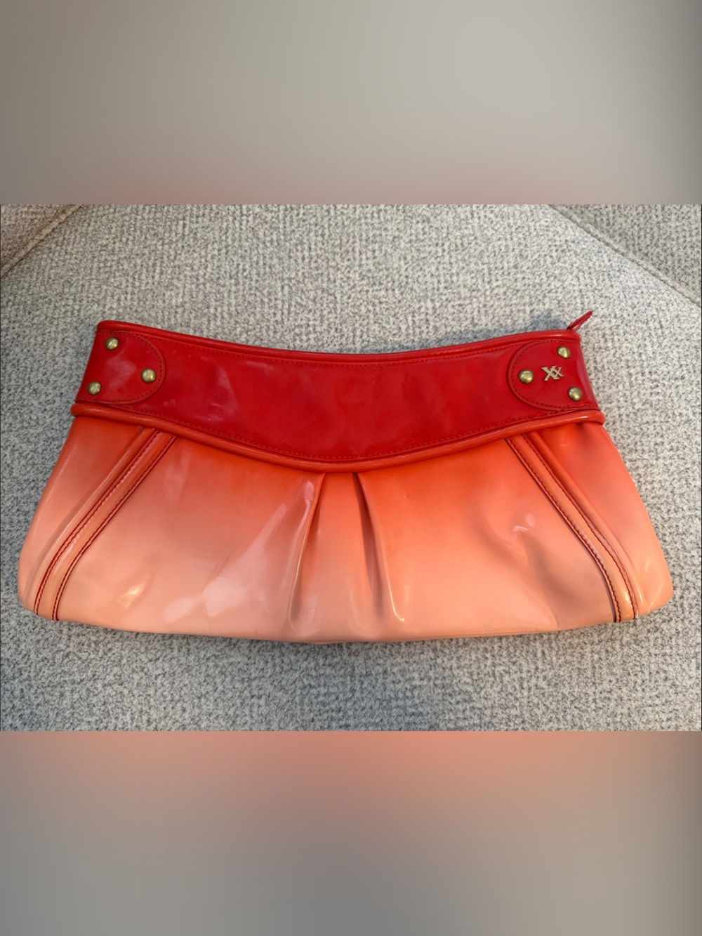 Vintage Maxx New York Ombre Red & Coral Patent Leather Clutch